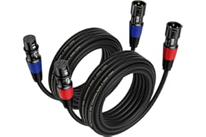 EBXYA XLR Cable XLR a XLR Cable de micrófono 5M 2Pack 3-Pin Balanced XLR Speaker Cable, Male to Female Multi-Colored Mic Cord for Mic Mixer Podcast, DMX