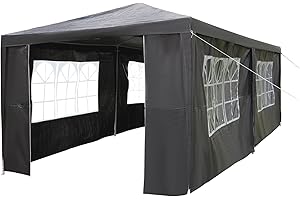 SANHENG Gazebo, 3x6m Gazebo with sides, Waterproof Party Tent Marquee Awning with Powder Coated Steel Frame perfect for Parties, Birthday, Wedding, Picnics, Carport (Grey)