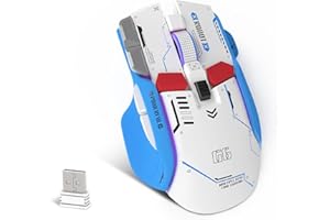 ‎KUIYN KUIYN Mysz G6 Tri Mode, przewodowa mysz typu C / 2,4 G bezprzewodowa / mysz Bluetooth, mysz do gier Mecha, podświetlana 11 RGB, możliwość ładowania, chip PixArt, 12 przycisków, myszy G502, V3 DPI do