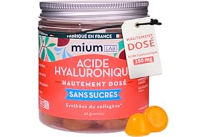 MIUM LAB GUMMIES EXPERTISE Mium Lab - Acide Hyaluronique Vit C - Anti-Âge Anti-Rides Collagène Hautement Dosé et Absorbé - Peau Articulations Cheveux - Hydratation profonde Élasticité de la Peau - 21 jours - Fabriqué en France