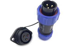 BAYZCONN Conector Enchufe Conector de aviación SP21 Conector macho IP68 de 3 pines y conector de cable hembra Conector de cable de montaje en panel con brida de 3 pines y 2 orificios