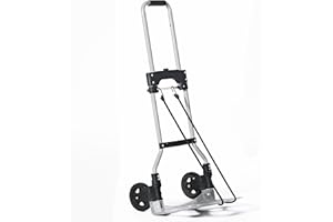 soges Carretilla Plegable Acero con Cuerda Extensora Carro de Mano Portátil para Transporte Retráctil Carro Plegable con Ruedas Equipaje para Hogar Jardín Carga, Maxima 60kg Ferroso