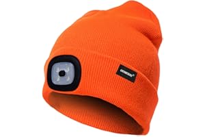 Oumeiou New Warm Bright LED Lighted Beanie Cap Unisex Rechargeable Headlamp Hat Multi-Color
