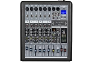 Weymic MR-60 Mixer professionale (6 canali) per la registrazione DJ Stage Karaoke DSP Effector w/USB Drive per l'ingresso di registrazione, XLR Microphone Jack, alimentazione 48V, uscita RCA