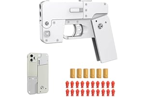 FUNTHY Pistola giocattolo pieghevole per cellulare, pistola in schiuma – pistola a ripetizione semiautomatica con corpo a 6 grani e testine a 20 grani, per ragazzi dai 6 anni in su, colore bianco