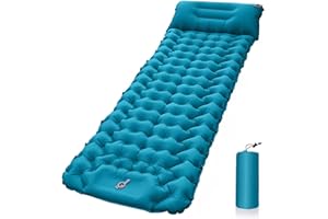 Sadodo Self Inflating Camping Mat bed,Inflatable Sleeping Mattress,Air Cushion Travel Mat,Outdoors With pillow,Built-in Foot Pump (Single -Peacock blue)