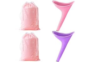 DAOFEN 2 PCS Portable Female Urination Device, Reusable Silicone Female Urinal Standing Up, Includes Waterproof Bag, Portable Urinal for Women for Travel Outdoor, Camping, Hiking