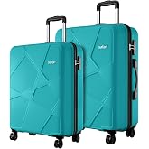 Safari Pentagon Pro 8 Wheels Spinner Set of 2 (Cabin + Medium) Trolley Bags, Hard Case Polypropylene, 360º Wheeling Luggage for Men & Women, Suitcase for Travel, Trolley Bags for Travel, Cyan
