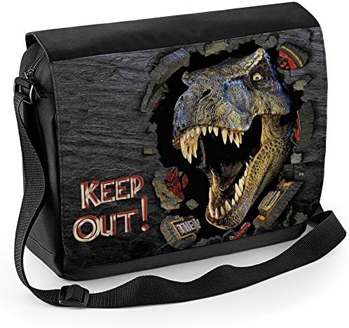 Personalised Jurassic Park T Rex Dinosaur School Shoulder Work Messenger College Bag Gift ** Add a Name or Text **