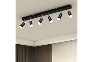 Ketom Adjustable 6 Way Ceiling Spotlight Fitting - GU10 LED Ceiling Light Rotatable - Indoor Spotlights Ceiling Lights Mini Design - Modern Matte Black Metal Ceiling Spotlight - Bulb Not Included