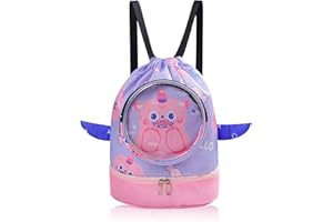 AffeGifts Sac Piscine Enfant Fille, Sac Sports Natation Enfants Filles Piscine séparation Humide et sèche Plage PE Sports Fitness pour Filles