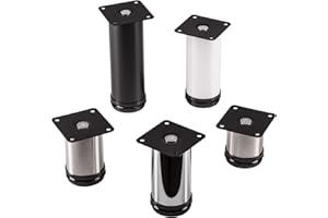 SOTECH Set de 4 x So-Tech® Pied de Meuble Jimmy Vrai Acier INOX Ø 50 mm/Hauteur: 80 mm Pied pour Canapé