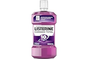 Listerine Cuidado Total (1x250 ml), enjuague bucal con alcohol, colutorio encías con 10 beneficios en 1, elixir bucal con 12 h de protección, para unos dientes blancos