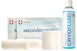 ‎MEDIVID MEDIVID CRYO Sport Bundle - Effektive Kühlung bei Sportverletzungen - CRYO Fluid (fertig verdünnt), 2 Bandagen, 2 To Go Bags, Fixierwrap - optimale Kühlung für Sehnen, Bänder, Muskeln, Gelenke