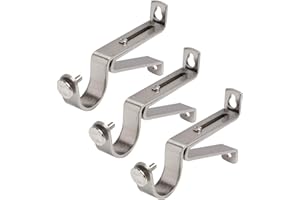 ABC Decor Curtain Pole Bracket, 28mm, 2 Piece Extendable Support Arm, High Grade Steel making strong brackets, Satin Steel (3)