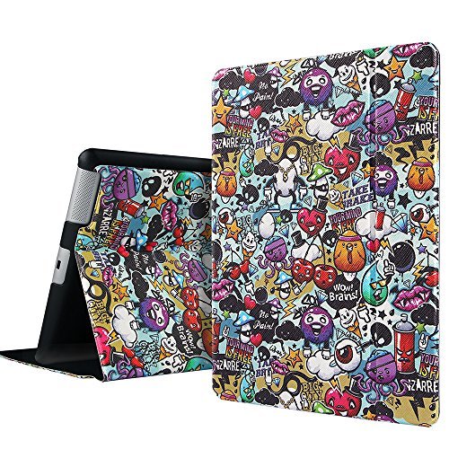 iPad 2 3 4 Hülle, ESR® Illustrator Series PU Ledertasche mit Auto aufwachen/Schlaf Funktion Schutzhülle für iPad 2/3/4 (Gekritzel)