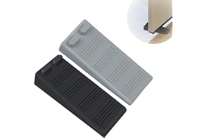 HSYTEK Stoper do drzwi, gumowy klin do drzwi, 2 sztuki, szary, czarny, regulowana wysokość, konstrukcja odporna na zarysowania i antypoślizgowa, nie uszkadza podłogi, nadaje się do wszystkich rodzajów podłóg