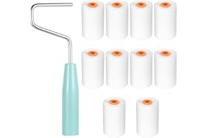 XUJINSONGG 10 Pezzi Set Rulli Pittura Piccoli,Set Rullini per Vernici,Rulli in Schiuma per Pittura Pareti,Mini Rullo Pittura con Manico per Pitturare,Ideale per Vernici,Decorazione Casa e Fai da Te (52x34mm)