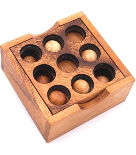 ROMBOL Holz Knobelspiele Geschenkbox - 2er Set Mit Denkspielen Aus Holz