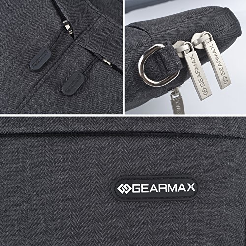 Laptop Notebook Schultertasche, EKOOS Business Aktenkoffer Tasche Hülle Sleeve Einfache Stil Wasserdichte Nylon Stoff Notebook Sleeve für Macbook Air / Pro Retina, Microsoft Surface Pro 4/3, Ultrabook, Netbook (15.6, Schwarz) - 9