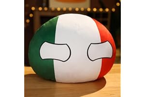 JUNZIWING Country Ball Toys Peluche Cuscino, Polandball Countryball Francia Russia Regno Unito Germania Italia Peluche, Regali di Compleanno di Natale per Gli Anime Fan 30 Cm Italia Occhio Aperto