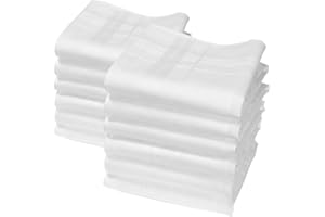 MERRYSQUARE « Camille » White handkerchiefs - 14" Square - 12 Units
