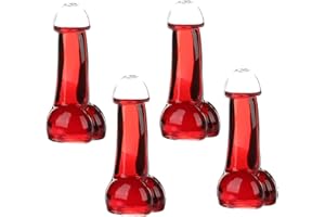 Raopuzi Lot de 1/4 verres à vin créatifs et drôles - Transparents - pour la Saint-Valentin, un anniversaire, un bar ou une soirée (4pcs, 18x8cm)