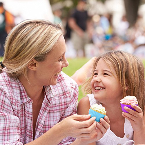 Premium Silikon Muffinförmchen von Insonder – 24 Cupcake Brownie Muffin Förmchen Set in 6 Farben – Silikonbackformen für Groß und Klein – Ideal für Geburtstage – Kein Papier Form – Muffinsform ins Blau, Grün, Gelb, Orange, Rot, Lila – Kuchen - 4