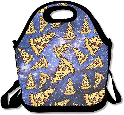 Cool Pizza In Space Waterproof Lunch Tote Bag Portable Picnic Lunch Box Lunch Pouch