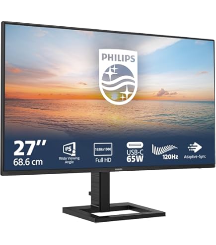 Philips 27E1N1300A - 27 Inch FHD Monitor, 100Hz, IPS, 1ms, USB-C