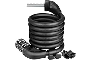 MAXDONE Bike Lock Cable Bicycle Lock - Cycle Locks High Security Combination 1500mm x 12mm Long Heavy Duty Cable Locks 5 Digit Codes Bike Accessories for Bicycle, Moto, Door, Gate Fence