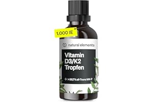 Vitamin D3 + K2 Tropfen 50ml - Premium: 99,7+% All-Trans (K2VITAL® von Kappa) + hoch bioverfügbares Vitamin D3 - Laborgeprüft