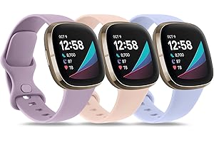 Tobfit 3 Pezzi Cinturino per Fitbit Versa 3/Fitbit Versa 4/ Fitbit Sense/Fitbit Sense 2 Cinturino, Cinturini Sport in Morbido Silicone con Fitbit Versa 4/ Versa 3/ Fitbit Sense 2/ Sense
