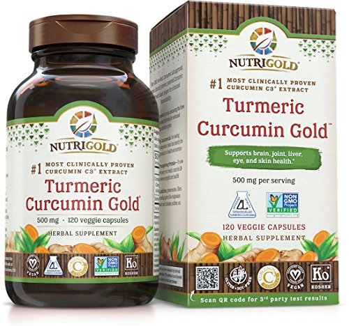 Nutrigold Turmeric Curcumin Gold (Características C3 W Complejo / Bioperine), 500 mg, 120 Cápsulas Vegetales