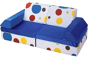 BYBYME Kids Couch Sofa Modular Toddler Couch for Bedroom Playroom, 10-Piece Fold Out Couch Play Set for Imaginative Boy Girl, Creative Baby Couch (Dots, King)