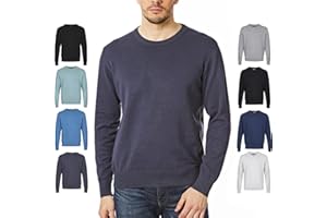 Castle Point Men's 100% Cotton Jumper Pullover Sweater, Crew Neck/V-Neck