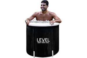 Level Body Mind Soul - ice bath avec Couverture Incluse - Bain de Glace pour Athlètes, Thérapie par le Froid pour Récupération Musculaire après Entraînement - Baignoire Gonflable Portable 75x75 cm