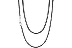 U7 Unisex Necklace 2 mm / 3 ,m, Black, Brown, Braided Wax Chain, Faux Leather Chain, Stainless Steel Clasp, Trendy Simple Fashion Jewellery For Men and Women 41 cm / 46 cm / 51 cm / 55 cm / 61 cm / 66 cm / 71 cm / 76 cm