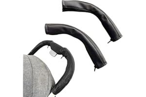 GXGM 2 Pièces Bébé Protège-mains pour Poussettes Cuir Pu Noir, Accessoires de Poussette pour Babyzen Yoyo Yoya, Couvercles de Poignée de l'accoudoir de la Poussette