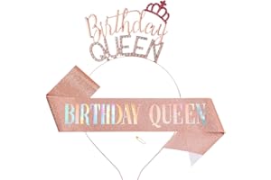 NJCXOLA Compleanno Corona Diadema, Corona e Fusciacca di Compleanno per Donna, Fascia da Regina del Compleanno e Diadema di Strass, Accessori Scintillanti per Festa, per Donna Girl Festa