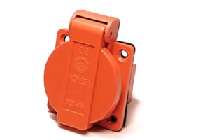 HOLZER 8 pezzi/presa da incasso Schuko, 16 A, per ambienti umidi, PA6, con guarnizione a flangia (arancione)