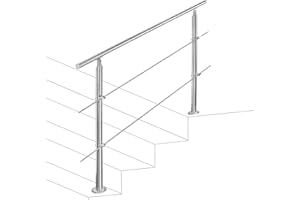 Vigevee Barandilla de acero inoxidable, pasamanos para escaleras, 100 cm, con 2 travesaños y accesorios para escaleras, parapeto, balcón
