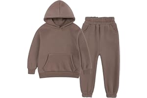 LAEMILIA Little Boys Girls Hooded Sweatshirt and Jogger Pants Set Kids Fleece Pullover Hoodie Sweatpants 2 Pieces Tracksuit Sweatsuit for Age 2-7 Years