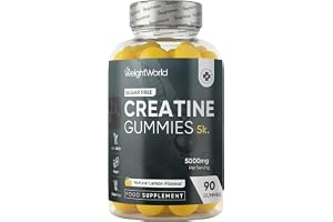 WeightWorld Creatine Gummies Monohydrate Lemon Flavour – 90 Gummies | Creatine Monohydrate | Supports Muscle Strength & Exercise Performance | for Women & Men | 5,000mg per Serving