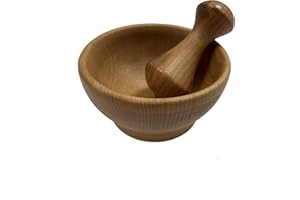 EFO Wooden Mortar and Pestle 10.5x5.5 cm | Kitchen Accessories made from Durable Beechwood | Kitchen Mortar for Grinding Spices, Herbs, Garlic | Spice Mortar with Rustic Natural Finish