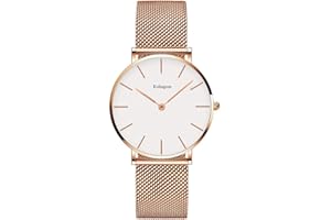 Kubagom Reloj de Cuarzo para Mujer Banda Malla Acero Inoxidable Ultra Delgado