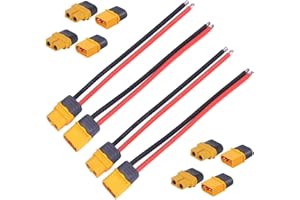 GTIWUNG 2 Pairs XT60H Plug X60H Femelle Mâle Connecteur avec Câble, Adaptateur de Prise Mâle à Femelle avec Câble de 15cm 12AWG + 4 Pairs Connecteur XT60H Jaune