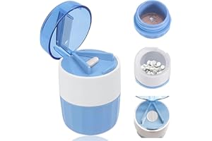 GOINGSKY Broyeur Medicament, 3 en 1 Broyeur Médicaments, Écrase Médicament, Coupe Médicament, Rangement Intégré, Multifonctionel Portable Amovible, avec Brosse