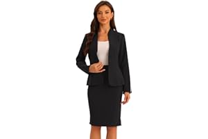 Allegra K 2pc Business Sets for Women's Collarless Blazer and Formal Pencil Skirt Suit