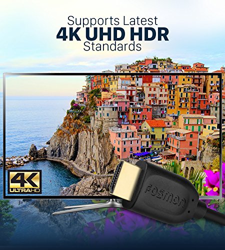 Fosmon (1,8M/6 FT) Gold-überzogenes Hochgeschwindigkeits-HDMI zum HDMI Kabel für PS4, PS3, Xbox One S / Xbox One / 360, HDTV, Blu-Ray, DVD, Satellit, DVR & More – 4k Auflösung, vergoldete Steckverbinder - 4
